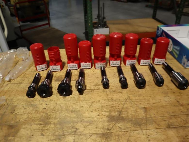 Haas R8 Tool Holders (9pc) Set, (4) End Mill Holders 1/4, 1/2, 5/8, 3/4", (2) ER32 & ER16 Collet, (1) Shell Mill Driver ***New In Packages***- Auction Item