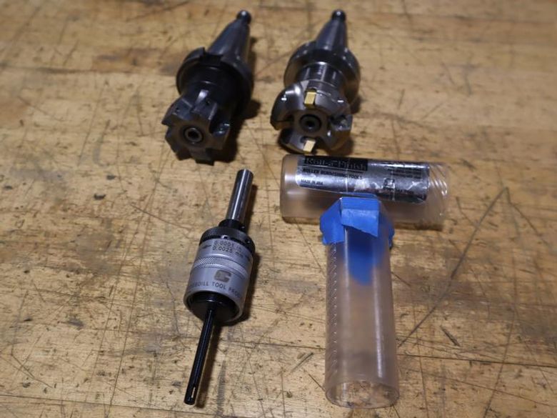 CAT40 Tool Holders (2) With 2" Shell Mills, Cogsdill Tool .250" Roll-A-Finish Burnish Tool- Auction Item