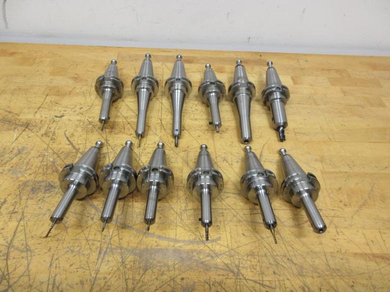 Pioneer CAT40 (12pcs) Extended Length End Mill Holders, (3) 1/8" Dia, (1) 3/16" Dia, (6) 1/4" Dia, (1) 3/8" Dia, (1) 1/2" Dia- Auction Item
