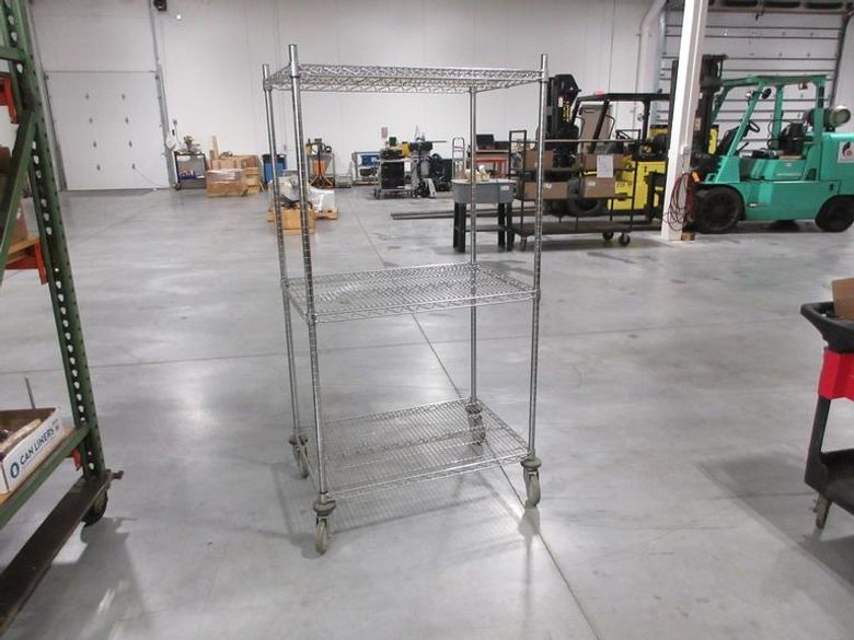 Nexel Adjustable 3 Shelf Rolling Wire Rack- Auction Item