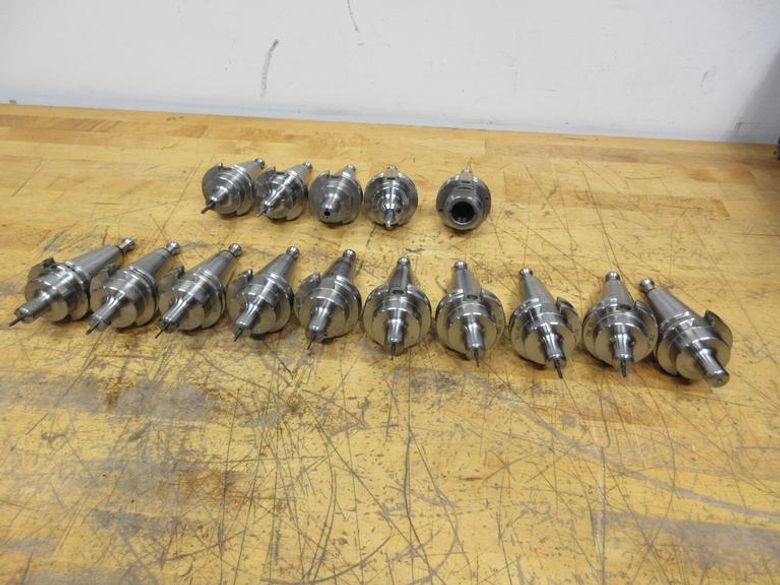 Pioneer CAT40 (15pcs) End Mill Holders, (10) 1/8" Dia, (2) 3/16" Dia, (1) 1/4" Dia, (1) 3/8" Dia, (1) 1" Dia- Auction Item