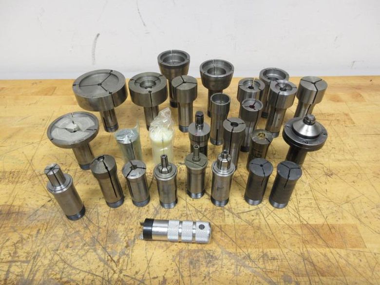 Hardinge 5C Emergency Collets, Steel, Plastic, Brass, Step, and Expanding Mandrel with 1 Collet Wrench- Auction Item