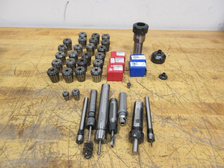 ER32 Collets, New and Used, with Assorted Collet Holder Extensions- Auction Item
