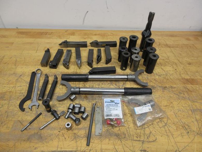 Lathe Tooling, Assored Inserted Tool Holders, Boring Bar Sleeves, Wrenches and Bushings- Auction Item