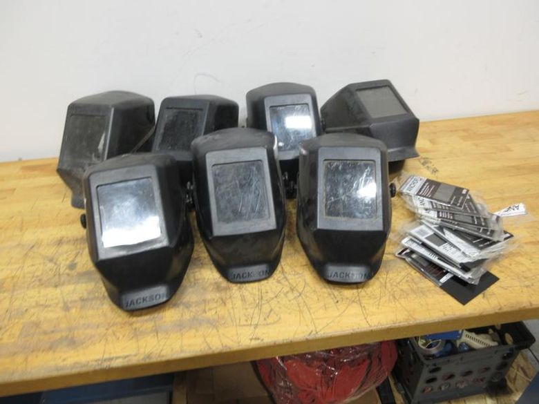 Jackson Safety Welding Helmets, (7pcs) Fixed Shade with New Hardened Glass Filler Plates- Auction Item