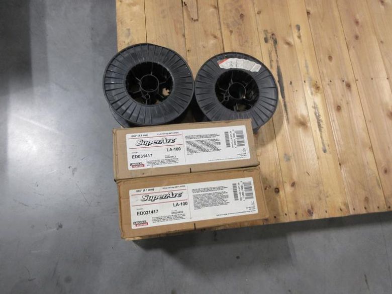 Mig Welding Wire Spools, (2) Lincoln Electric SuperArc LA-100 .045" **New in Boxes**, (2) Weld Cote Metal Partial Rolls .030" Wire- Auction Item