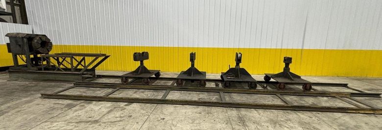 12" HOLLOW SPINDLE DRILCO ROTARY PIPE WELDING POSITIONER W/ MOBILE PIPE STANDS: STOCK #21898