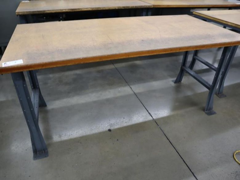 Work Bench, Wood Top, Metal Legs- Auction Item
