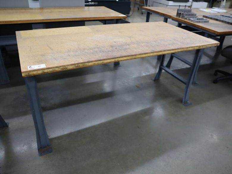 Work Bench, Wood Top, Metal Legs- Auction Item