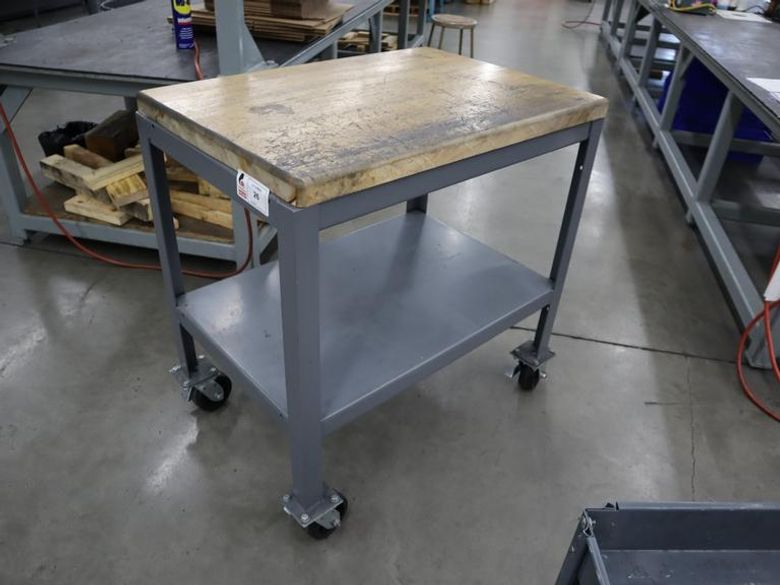 Uline HD Metal Tool Cart with Butcherblock Maple Top- Auction Item