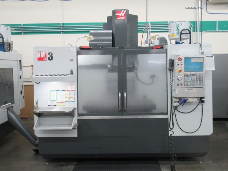 Haas VM-3 CNC Vertical Machining Center, Haas MainCon Ctrl, 4th & 5th Axis Drive, 1000 PSI TSC, Probing, High Speed Machining, 24+1, RJH- Auction Item