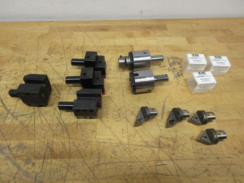 VDIC 20mm Shank Metric Tool Holders for 1/2 & 5/8" Stick Tools, and (2) Kennametal KM32 Quick Change Holders and (5) Inserted Heads- Auction Item