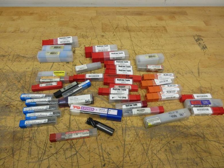 Solid Carbide End Mills Assorted Brands, Dozens of Pieces, Most New In Package, 1/2" and Larger- Auction Item