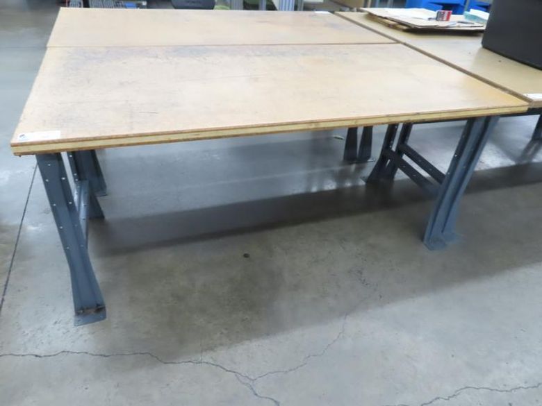 Work Bench, Wood Top, Metal Frame- Auction Item