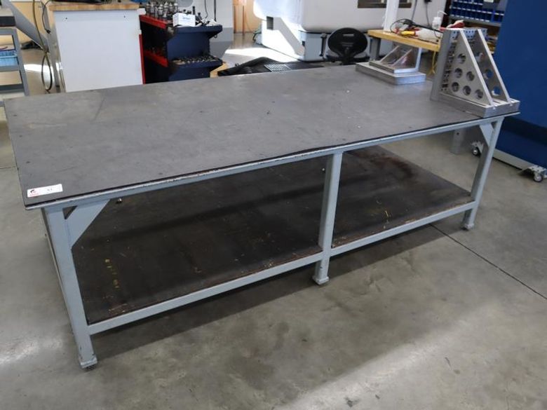 HD Steel Table w Plastic Surface - NO CONTENTS- Auction Item