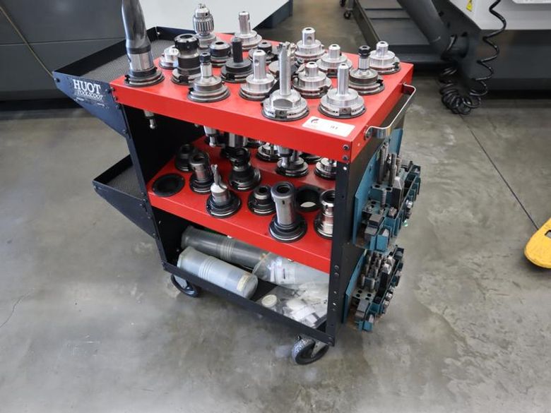 Huot 50 Taper Tool Cart with CT50 Tool Holders, Haas Retention Knobs, Step Clamps- Auction Item