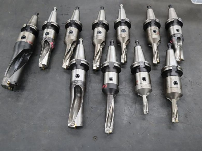 Komet Thru Spindle Coolant Insert Drills (9) ABS50 (1) ABS63 -All CT40 Taper Tool Holders- Auction Item
