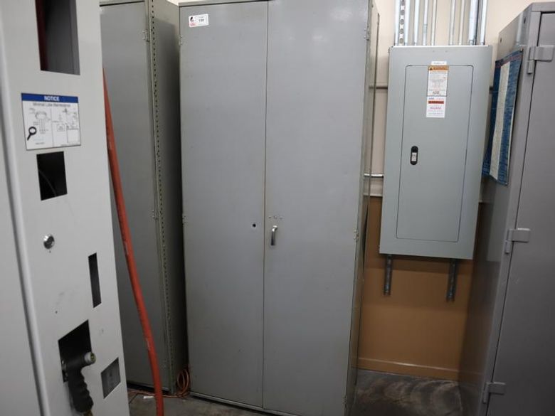 Metal Cabinet, 2 Door, 5 Adjustable Shelves - Contents- Auction Item