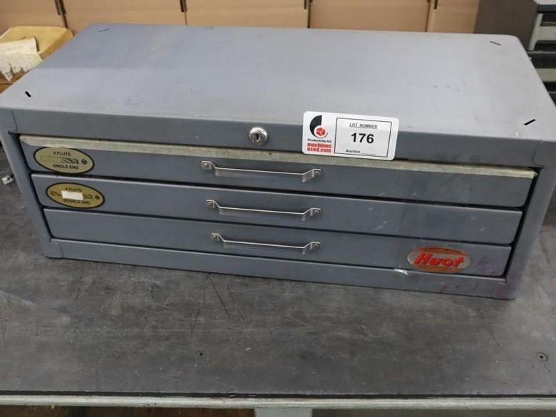 Huot Drill Index - 3 Drawer with Contents: End Mills, Many Carbide, Mostly NEW- Auction Item