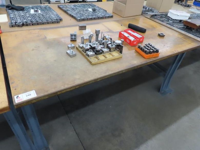 Work Bench, Wood Top, Metal Frame - NO CONTENTS- Auction Item