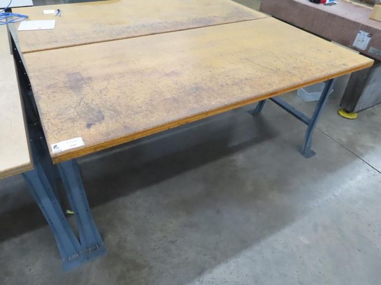 Work Bench, Wood Top, Metal Frame- Auction Item
