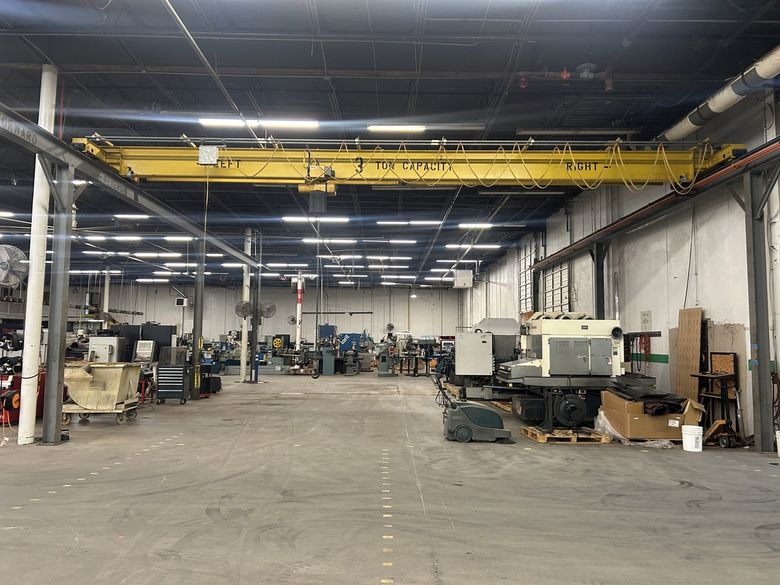 Shaw-Box 36′ x 68′ 3 Ton Top Running Single Girder Bridge Crane