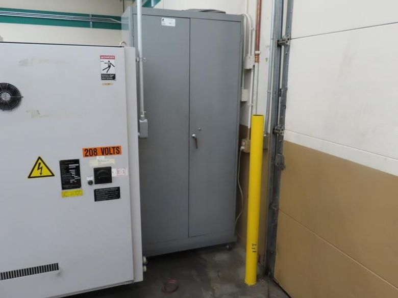 Heavy Duty Steel 2 Door Portable Cabinet on Casters- Contents Included- Auction Item