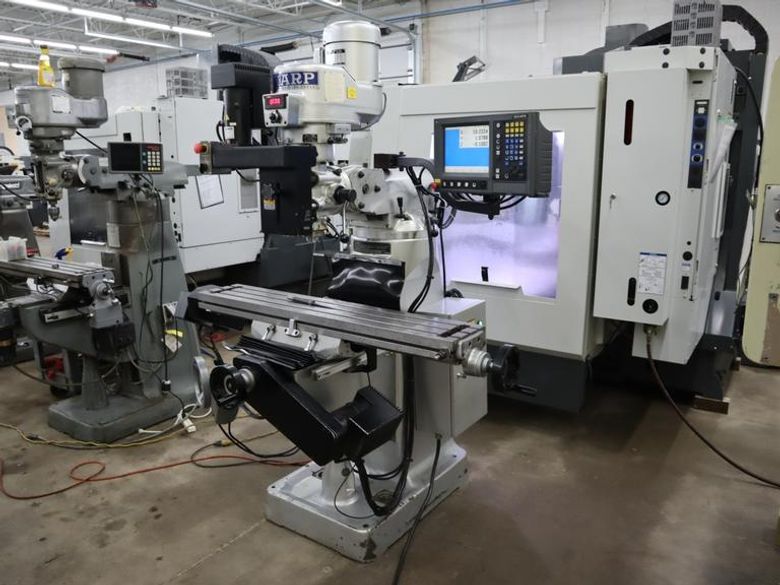 Sharp LMV-50/DVS 3-Axis CNC Vertical Knee Mill, Acu-Rite MILLPWR CNC Control, Electronic Variable Speed Drive