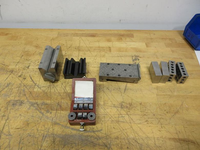 Precision Ground Setup Blocks & Gauges, 1-2-3 Blocks, Magnetic & Standard V Block, Sine Bar 6"x3", 1" Gauge Ring Set- Auction Item