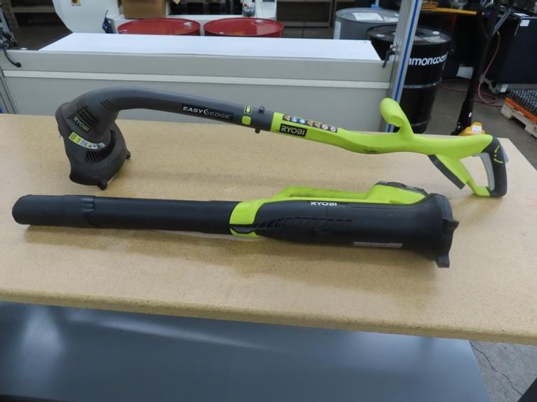 Ryobi Easy Edge 18 V Cordless Trimmer And Ryobi Cordless Floor Sweeper w Battery & Charger- Auction Item