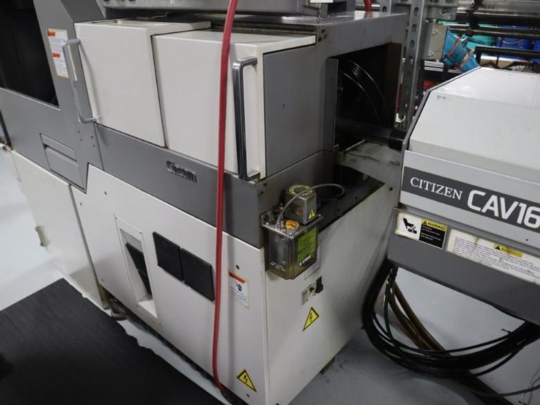 Citizen K16E Type VIIP CNC Swiss Machine, CAV16KE-IS Bar Feed, LNS Chip Conveyor, Coolblaster CB510 Coolant System, Parts Conveyor- Auction Item