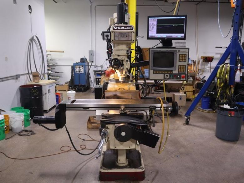 Chevalier FM-3VKH 3-Axis CNC Knee Mill, 50"x10" Table, Kurt Power Drawbar- Auction Item