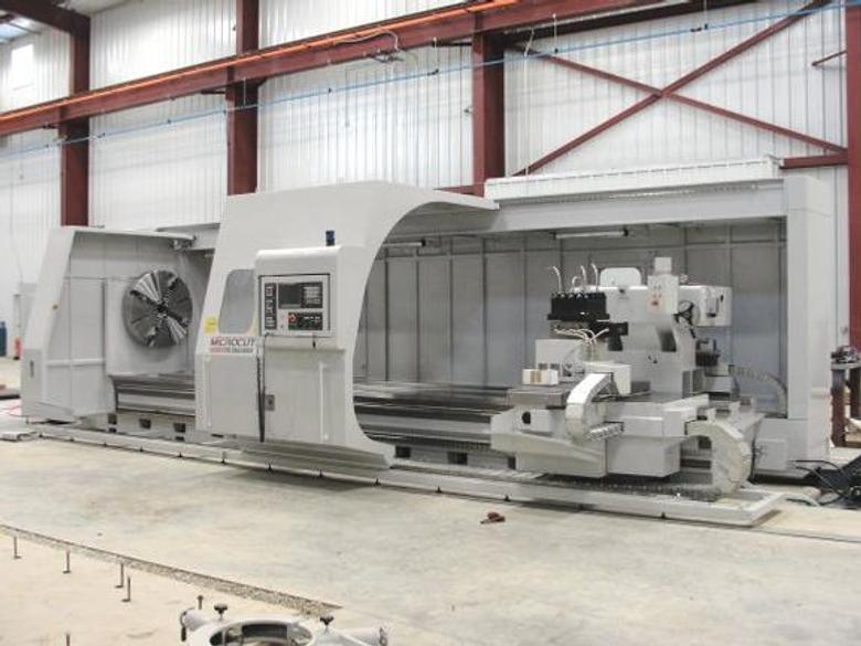 63" x 315" Microcut BNC 6500, 6" Hole, 4-Pos. Turret, Steady Rests, Fanuc OiTF, Chip Conveyor, 2021, #22134