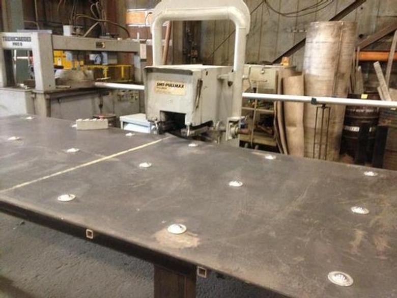 SMT-Pullmax X93 Beveler Bevel Angles 25-55 Deg, Up To 1" W Bevel X 2" Thick, Min. 1/8", 144" X 60" Roller Ball Table 