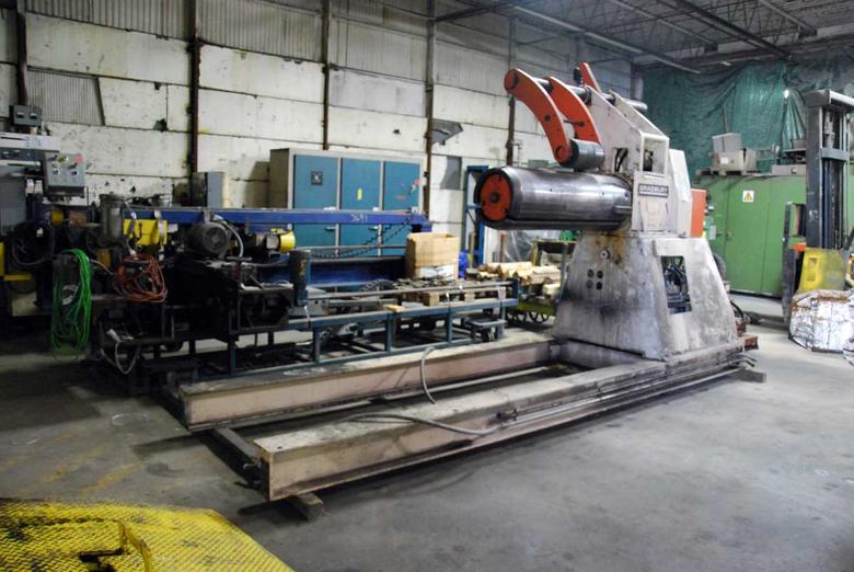 20,000 Lb. x 48″ BRADBURY Uncoiler w/Hold Down & Coil Car