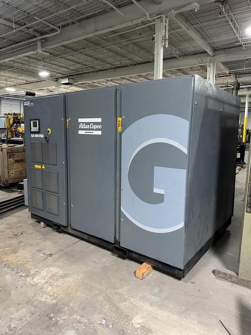 Atlas Copco Model GA160VSD Rotary Screw Air Compressor, Variable Speed Model, with Model FD610 Dryer, 38,691 hours indicated