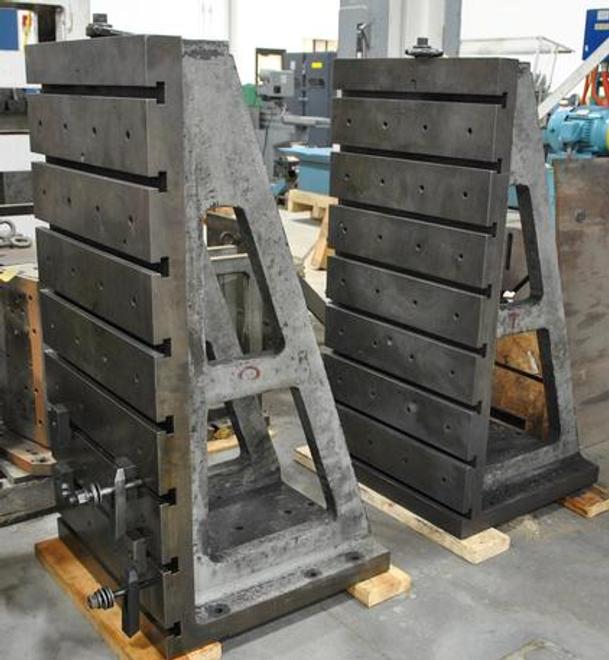Angle Plates, 24" X 48" High Each, Matched Pair, Cast Iron, T-Slotted