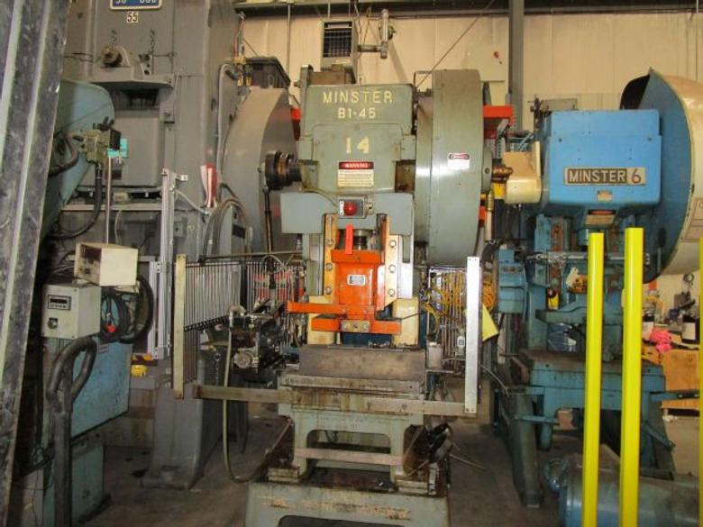 Reconditioned Minster 45 Ton C-Frame Power Press, Model B1-45, SN 22937, 1.25" Stroke, 350-700 SPM, STK# 1342