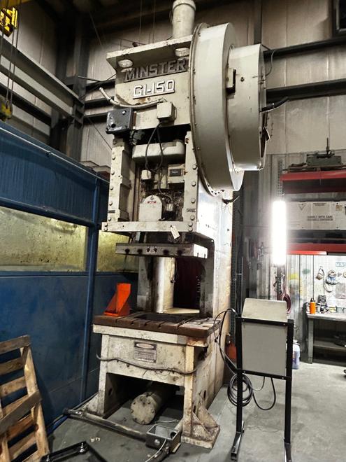 150 Ton Minster Fixed Base Press, Model G1-150, S/N 27025, 10" Stroke, 0-70 SPM, 6" Slide Adj, 22.5" SH, STK# 1640