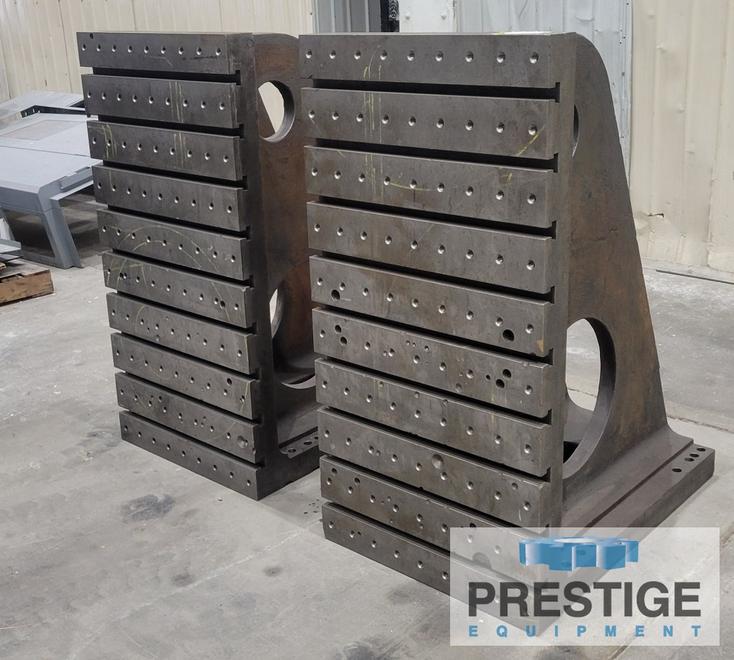 (2) 48" H x 24" W x  36" D, Fabricated T-Slotted Angle Plates, Drilled & Tapped, Ref# 43674
