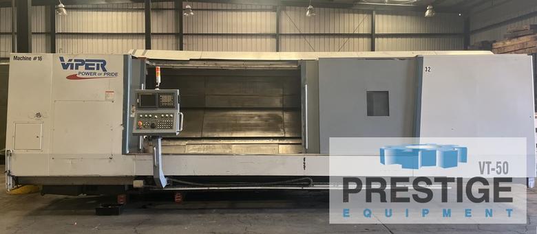 Mighty Viper VT-50AX/400 CNC Lathe, 35" x 157", 25" 4-Jaw, 12-Pos. Trt, 2-Stdy Rest, Fanuc 21i-TB, #43249