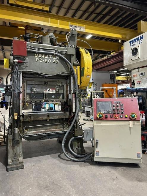 60 Ton Minster SSDC Press, Model P2-60-42, S/N 16829, 3" Stroke, 0-250 SPM, 3.125" Slide Adj, 13.5" SH, STK# 1573M