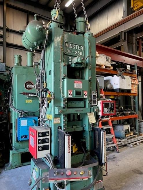 Minster 250 Ton Knuckle Press, Model 90-250, SN 5639, 4" Stroke, 1/2" Slide Adj, STK# 1444
