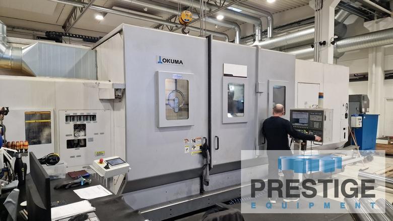 OKUMA LU45M, 35" Swing, 118" BC, Lv. Milling, C-Axis, 10" Bore, Tailstock, Prog. Steady, Boring Bar, OSP-200L,  #43991