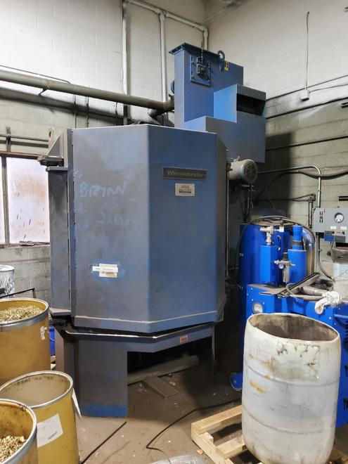 Wheelabrator WMT-48 Shot Blast Table, 48" Table, 2 Wheels, 60" Work Height, Integral Dust Collector