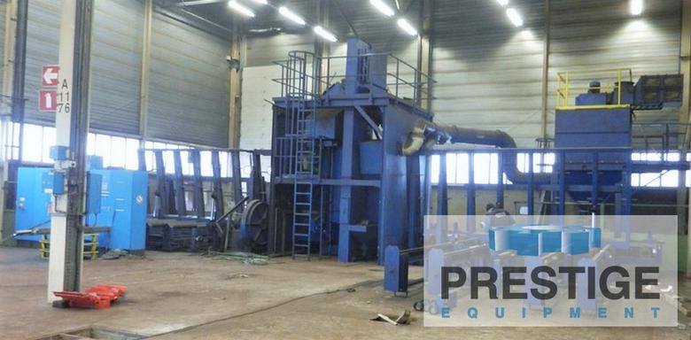 Wheelabrator,  RB2600, 102" x 236" Plates, (6) 25 HP Wheel Heads, Vert/Horiz Roller Conveyor, Dust Collector, #32894