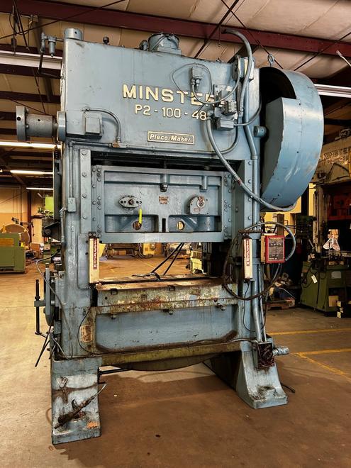 100 Ton Minster SSDC Press, Model P2-100-48 Piecemaker, S/N 14958, 4" Stroke, 70-200 SPM, 4" Slide Adj, 17" SH, STK# 1600M