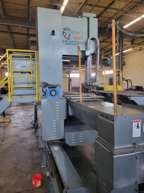118" X, 27" Throat, 27.5" Ht. MARVEL SPARTAN PS2828/10 Vertical Plate Saw, 2" Blade, Chip Auger, 7.5 HP, 2012