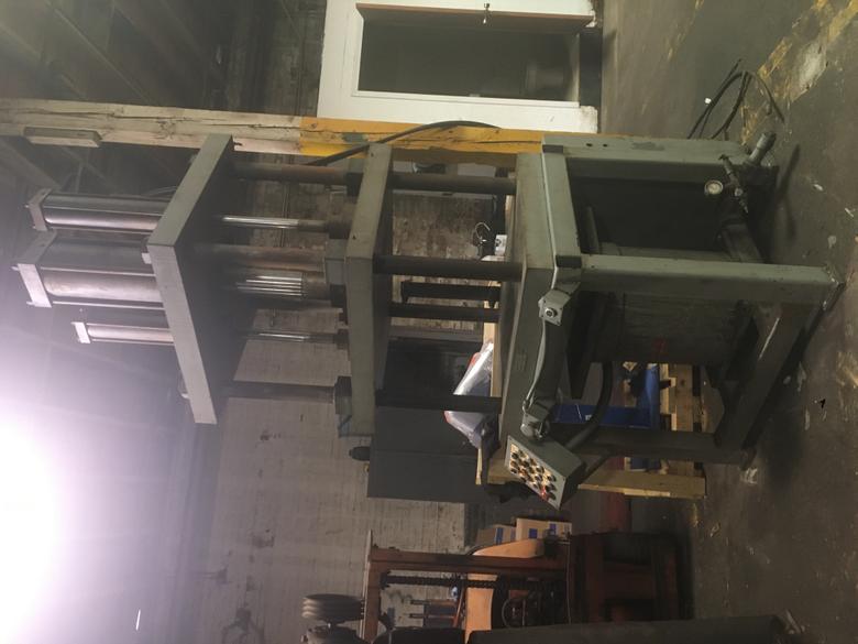 Custom Built 85 Ton 4 Post Hydraulic Press with Air Cushion and Hydraulic Unit
Specifications: 
Press Stands 10 Feet Tall
Capacity: Approximately 85 Ton 
Stroke: 22"