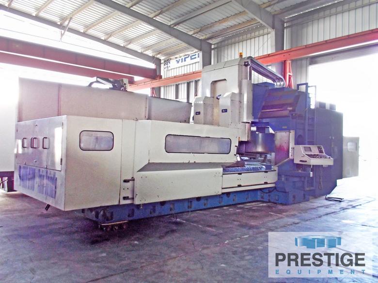 Mighty Viper B-4000GTDW Twin Spindle CNC Bridge Mill, X-160", Y-80", 108" B/C, Mitsubishi M530 CNC, (2) 20 ATC, #32536
